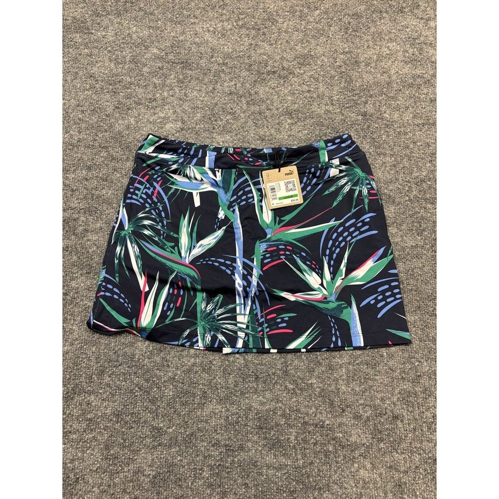 PUMA Forever Better Blake Paradise Golf Skort Youth L Multi Palm Leaf UPF 40
